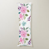 Roze bloem waterverf naadloos lichaamskussen (Voorkant Verticaal)