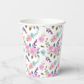 Roze bloem waterverf naadloos papieren bekers (Achterkant)