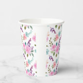 Roze bloem waterverf naadloos papieren bekers (Links)