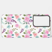 Roze bloem waterverf naadloos samsung galaxy hoesje (Linkerkant)