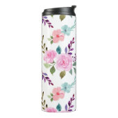 Roze bloem waterverf naadloos thermosbeker (Gedraaid links)