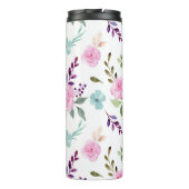 Roze bloem waterverf naadloos thermosbeker (Achterkant)