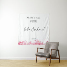 Roze bloem waterverf rustieke trouw wandkleed