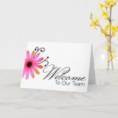 Roze Bloem Welkom bij het Team Nieuwe Medewerker Kaart (Gele Bloem)