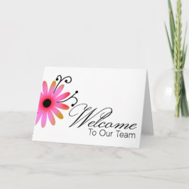 Roze Bloem Welkom bij het Team Nieuwe Medewerker Kaart