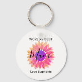 Roze Bloem Werelds Beste Moeder Moederdag Sleutelhanger (Voorkant)