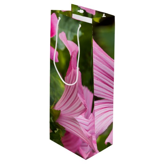 roze bloem wijn cadeautas (Voorkant Gekanteld)