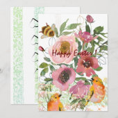 Roze bloem wit Pasen  Feestdagenkaart (Voorkant / Achterkant)