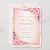 Roze Bloem Wit Prinses Babyshower Bruinharig Kaart (Achterkant)