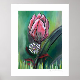 Roze Bloem Witte Madelief Schilderij Huis Decorati Poster