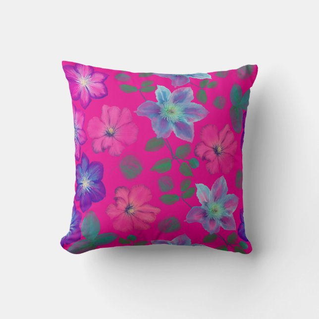 Roze Bloem Worp Kussen  (Voorkant)