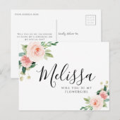 roze bloem zal je een blote meisjeskaart zijn briefkaart (Voorkant / Achterkant)