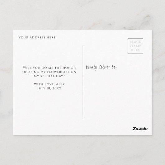 roze bloem zal je een blote meisjeskaart zijn briefkaart (Achterkant)