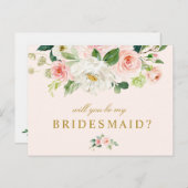 roze bloem zal je mijn bruidskaart zijn uitnodiging briefkaart (Voorkant / Achterkant)