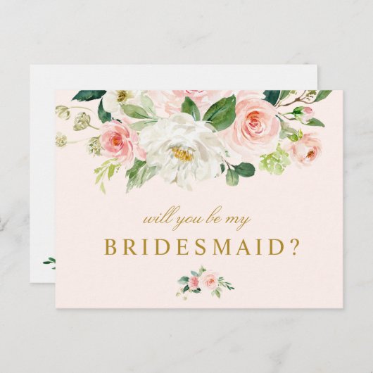 roze bloem zal je mijn bruidskaart zijn uitnodiging briefkaart (Voorkant / Achterkant)