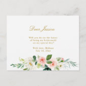 roze bloem zal je mijn bruidskaart zijn uitnodiging briefkaart (Achterkant)