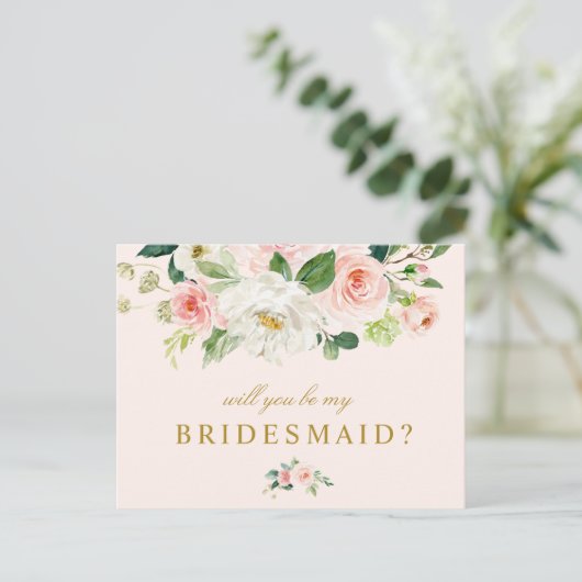 roze bloem zal je mijn bruidskaart zijn uitnodiging briefkaart (Staand voorkant)