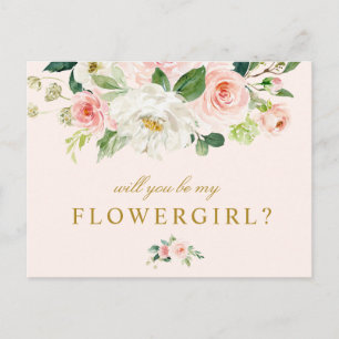 roze bloem zal je mijn Flowergirl card zijn Uitnodiging Briefkaart