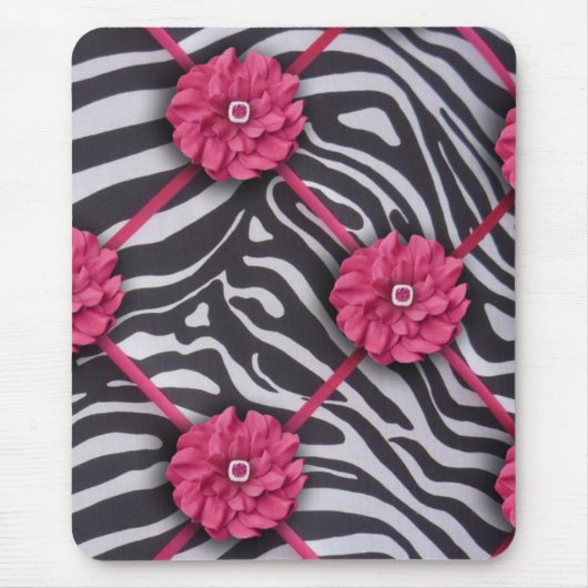Roze bloem Zebra Muismat (Voorkant)