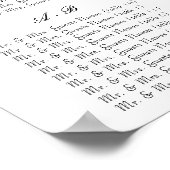 Roze Bloem Zitplaatskaart Tafel Nummer Alfabetisch Poster (Hoek)