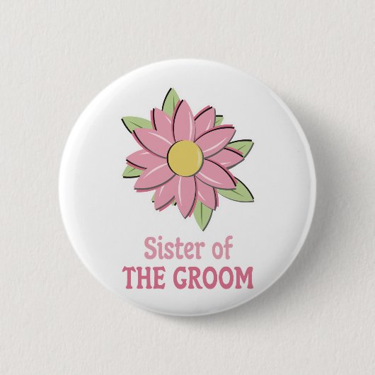 Roze bloem zuster ronde button 5,7 cm (Voorkant)