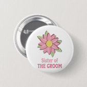 Roze bloem zuster ronde button 5,7 cm (Voorkant /achterkant)