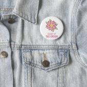 Roze bloem zuster ronde button 5,7 cm (In situ)
