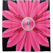 roze bloem zwart douchergordijn douchegordijn (Voorkant)