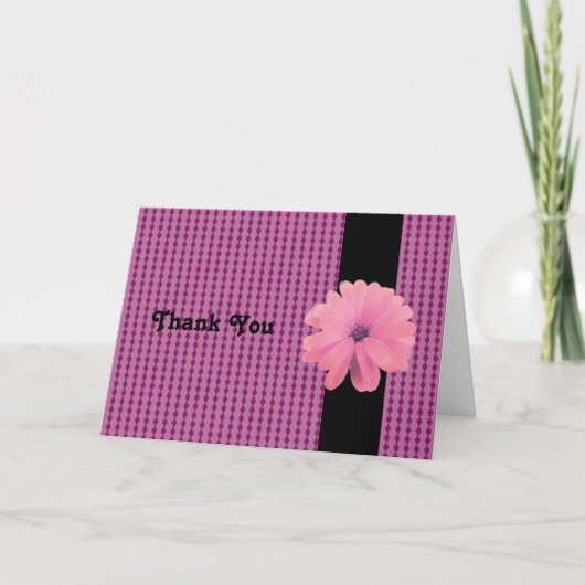 Roze Bloem Zwart Lint Bedankt (Voorkant)