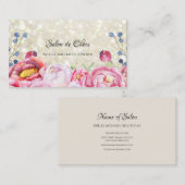 Roze Bloem Zwarte Salon Visitekaartje (Voorkant / Achterkant)