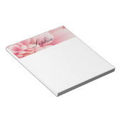 Roze Bloem & Zwarte Script Naam Notitieblok (Schuin)