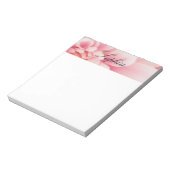 Roze Bloem & Zwarte Script Naam Notitieblok (Linkerzijde)