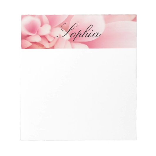 Roze Bloem & Zwarte Script Naam Notitieblok (Voorkant)