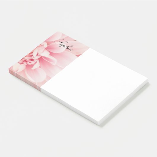 Roze Bloem & Zwarte Script naam, vs 2 Post-it® Notes (Schuin)