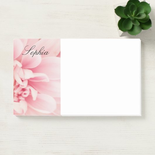 Roze Bloem & Zwarte Script naam, vs 2 Post-it® Notes (Kantoor)