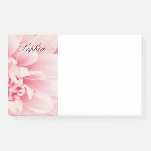 Roze Bloem & Zwarte Script naam, vs 2 Post-it® Notes (Voorkant)