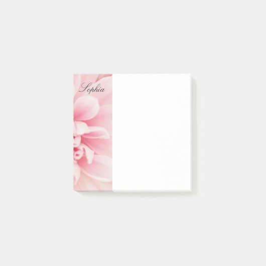 Roze Bloem & Zwarte Script naam, vs 2 Post-it® Notes (Voorkant)