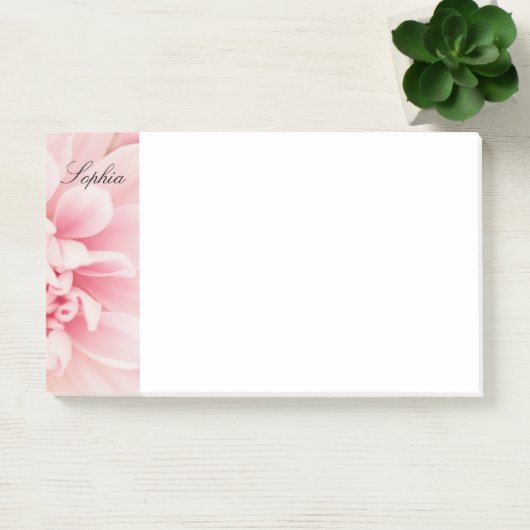 Roze Bloem & Zwarte Script naam, vs 2 Post-it® Notes (Kantoor)