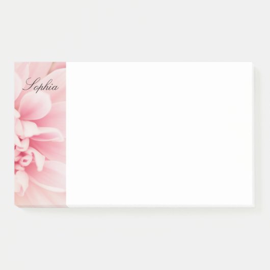 Roze Bloem & Zwarte Script naam, vs 2 Post-it® Notes (Voorkant)