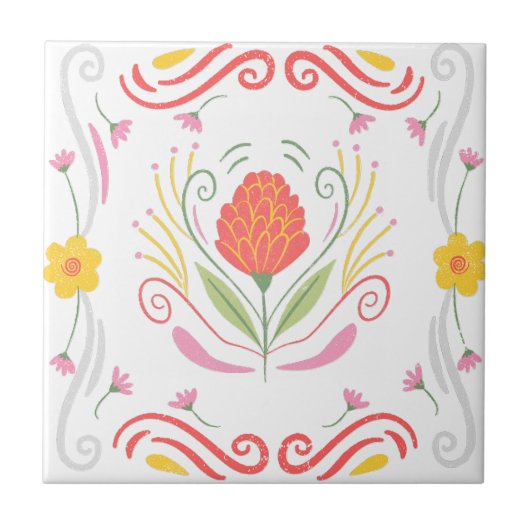Roze bloemaccenttegel tegeltje (Voorkant)