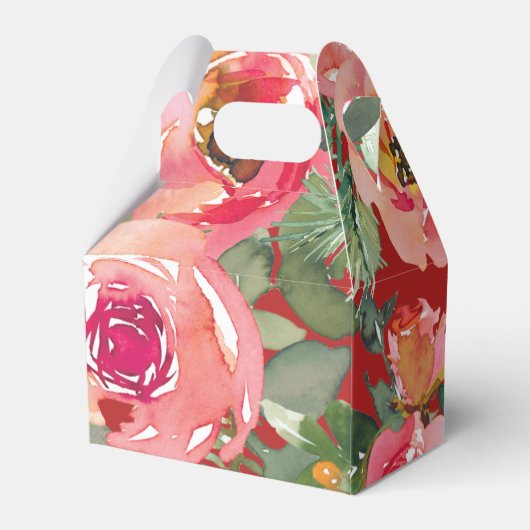 Roze bloemachtergrond dubbel geluk symbool bedankdoosjes (Achterkant)