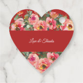 Roze bloemachtergrond dubbel geluk symbool bedankjes labels (Achterkant)