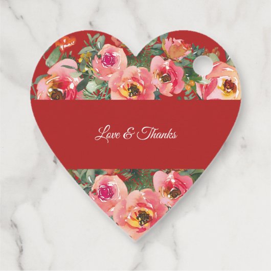 Roze bloemachtergrond dubbel geluk symbool bedankjes labels (Achterkant)