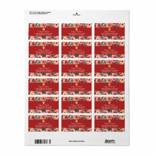 Roze bloemachtergrond dubbel geluk symbool etiket (Full Sheet)