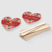 Roze bloemachtergrond dubbel geluk symbool handwaaier (Niet-gemonteerd)