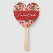 Roze bloemachtergrond dubbel geluk symbool handwaaier (Achterkant)