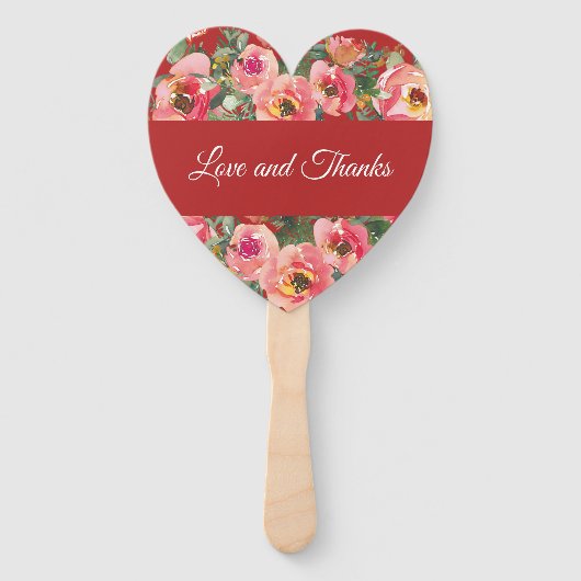 Roze bloemachtergrond dubbel geluk symbool handwaaier (Achterkant)