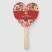 Roze bloemachtergrond dubbel geluk symbool handwaaier (Voorkant)