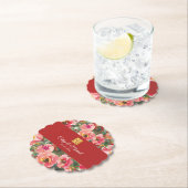 Roze bloemachtergrond dubbel geluk symbool kartonnen onderzetters (Insitu)