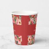 Roze bloemachtergrond dubbel geluk symbool papieren bekers (Rechts)